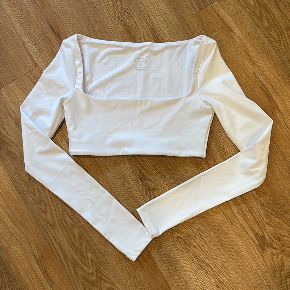 White Long Sleeve Sports Bra